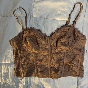 Tan lace crop top